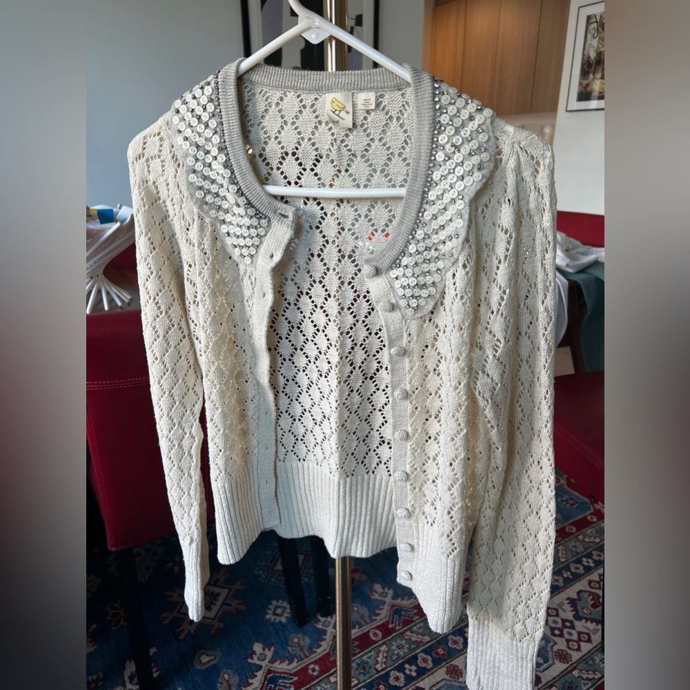 Anthropologie lace cardigan with detailed collar